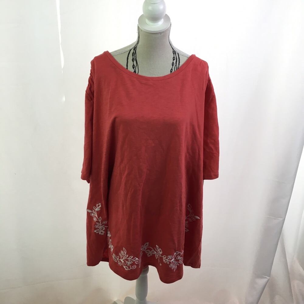 St. John’s bay embroidered floral blouse cranberry
